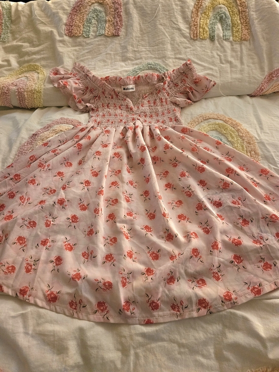 Other - Molicuty Pink Floral Off-Shoulder Smocked Dress